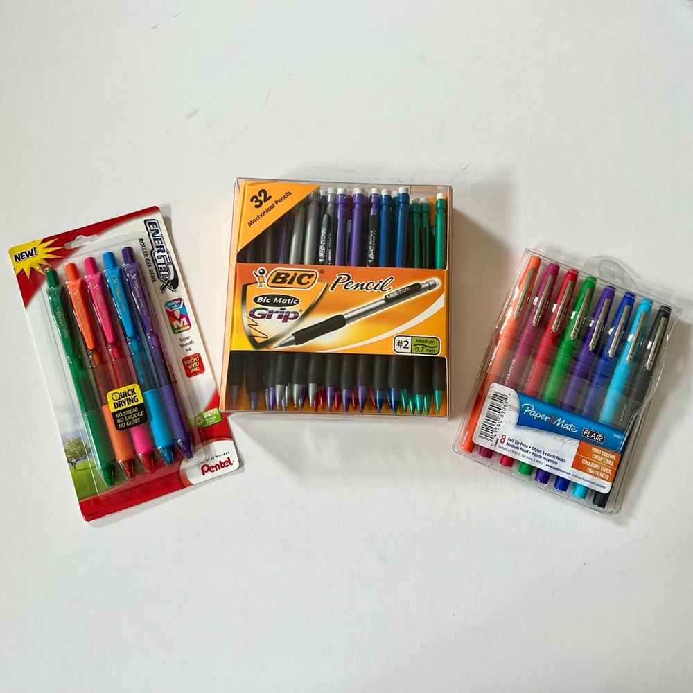 New Office/School Supplies, Mechanical Pencils, Colorful Felt Tip & Gel Pens